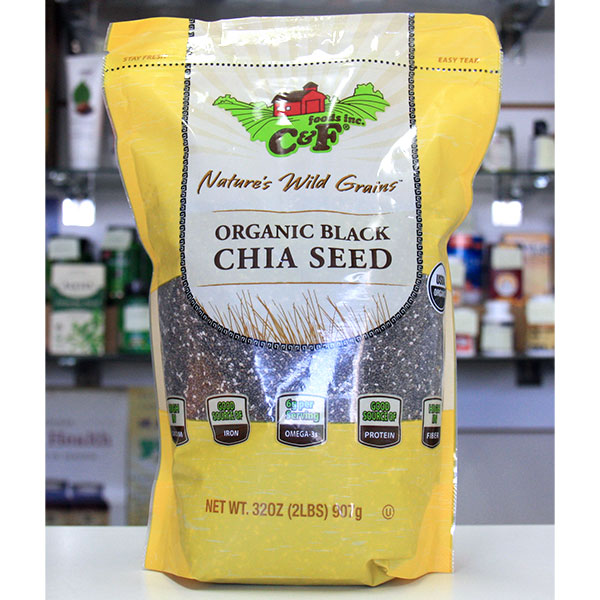 Organic Black Chia Seed, 2 lb (907 g), C & F Foods