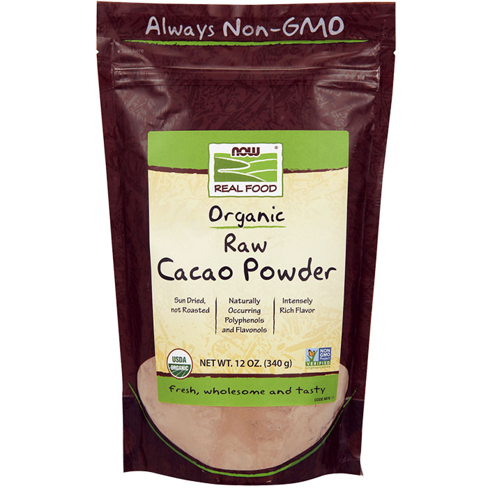 Organic Cacao Powder, Raw, Sun Dried, 12 oz, NOW Foods
