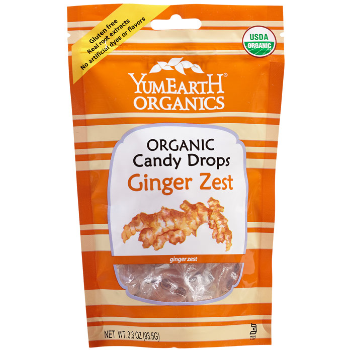 Organic Candy Drops Pouch, Ginger Zest, 3.3 oz x 6 Pouches, YummyEarth (Yummy Earth)