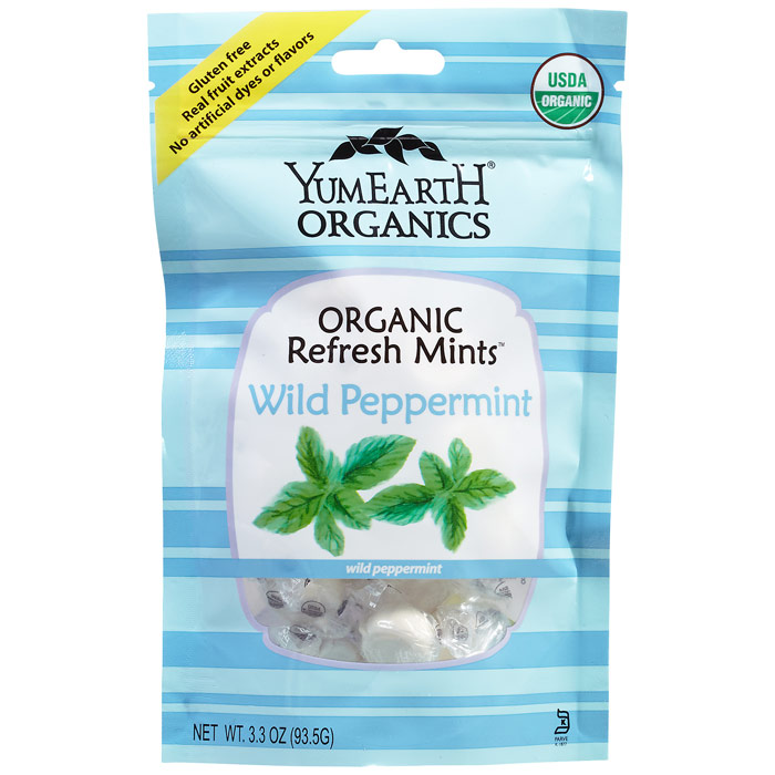 YummyEarth (Yummy Earth) Organic Candy Drops Pouch, Wild Peppermint, 3.3 oz x 6 Pouches, YummyEarth (Yummy Earth)