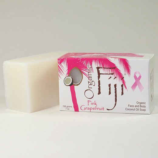Organic Coconut Oil Soap Bar for Face & Body, Pink Grapefruit, 7 oz, Organic Fiji