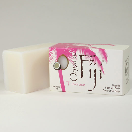 Organic Coconut Oil Soap Bar for Face & Body, Tuberose, 7 oz, Organic Fiji