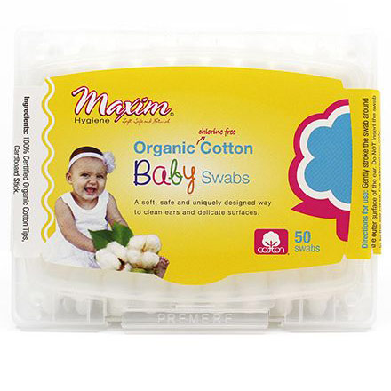 Organic Cotton Baby Swabs, 50 ct, Maxim Hygiene Products