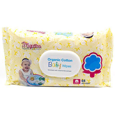 Organic Cotton Baby Wipes, 64 Wet Wipes, Maxim Hygiene Products