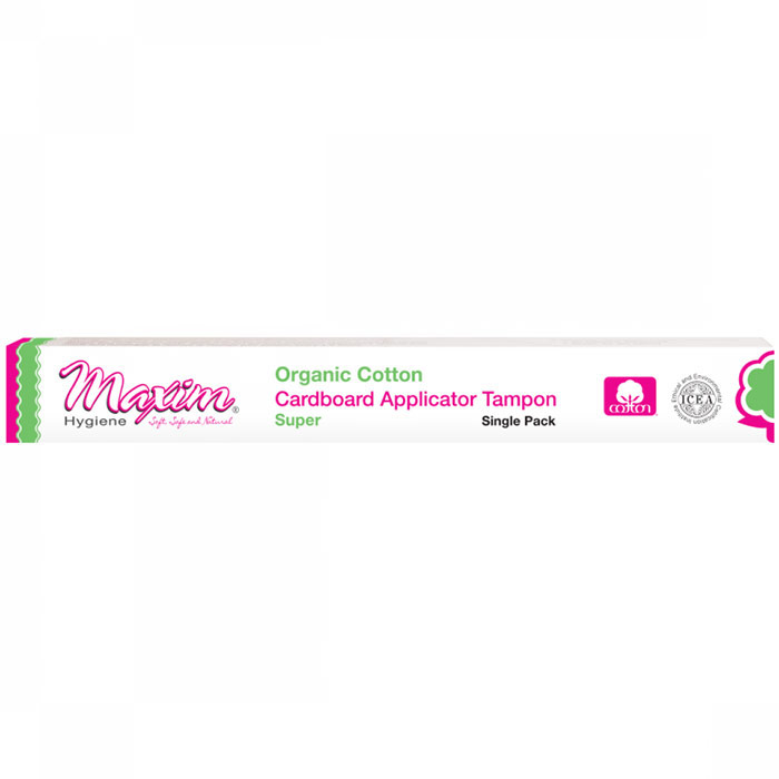 Organic Cotton Cardboard Applicator Tampon, Single Pack, Super, 1 ct, Maxim Hygiene Products