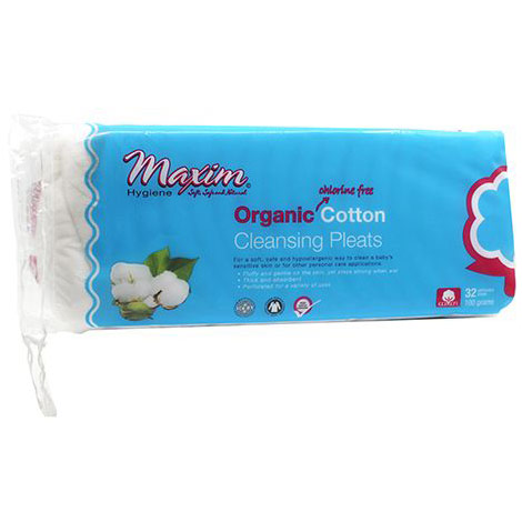 Organic Cotton Cleansing Pleats, 32 ct, Maxim Hygiene Products