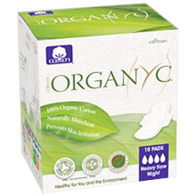Organic Cotton Pads with Wings, Heavy Flow, Night Use, 10 Pads, Organyc