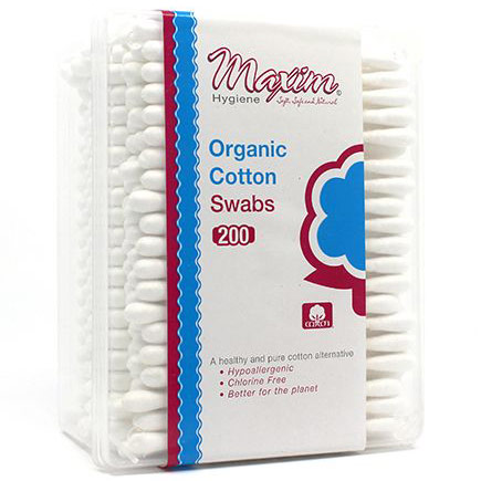 Organic Cotton Swabs, 180 Cardboard Sticks, Maxim Hygiene Products