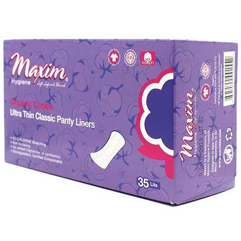 Organic Cotton Ultra Thin Classic Panty Liners, Lite, 35 ct, Maxim Hygiene Products