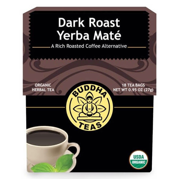 Organic Dark Roast Yerba Mate, 18 Tea Bags x 6 Box, Buddha Teas