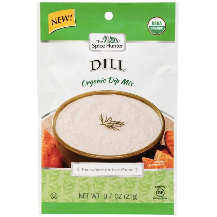 Dill Organic Dip Mix, 0.7 oz x 6 Packets, Spice Hunter