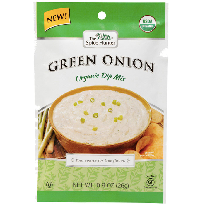 Green Onion Organic Dip Mix, 0.9 oz x 6 Packets, Spice Hunter