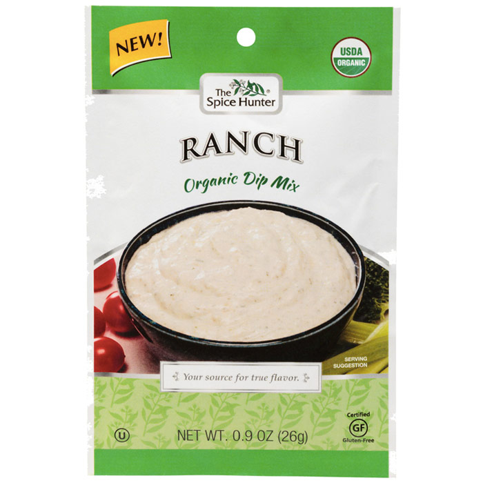 Ranch Organic Dip Mix, 0.9 oz x 6 Packets, Spice Hunter