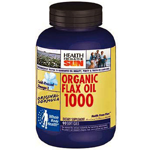 Organic Flax Oil 1000 mg, 180 caps, Health From The Sun