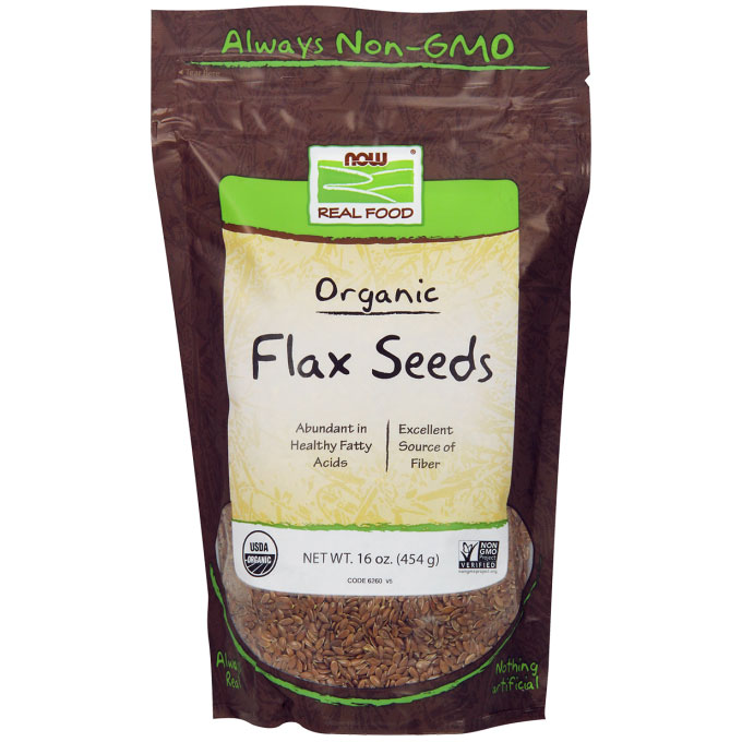 NOW Foods Organic Flax Seed, Non-GE, 1 lb, NOW Foods