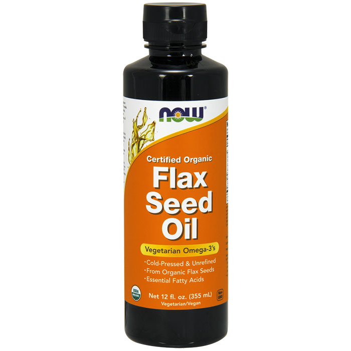 Organic Flax Seed Oil Liquid, 12 oz, NOW Foods
