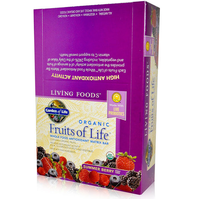 Garden of Life Organic Fruits of Life, Whole Food Antioxidant Matrix Bar, Summer Berry, 12 Bars, Garden of Life