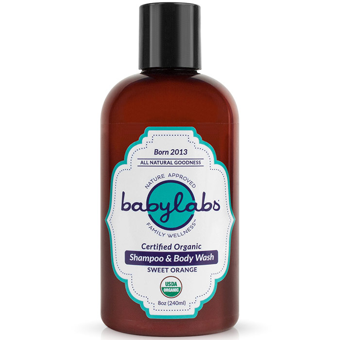 Organic Gentle Baby Shampoo & Body Wash, Sweet Orange, 8 oz, BabyLabs