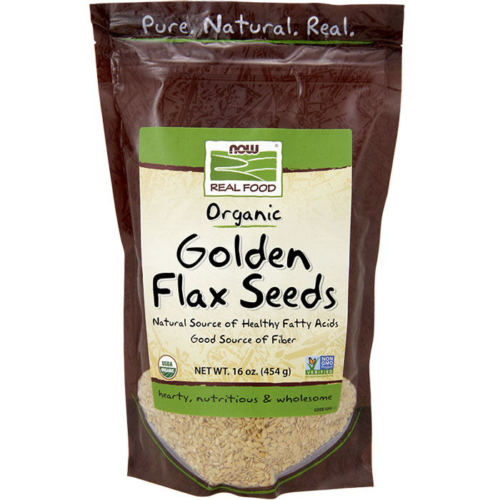 NOW Foods Organic Golden Flax Seeds, 1 lb, NOW Foods