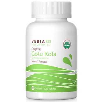 SO Self Optimize Organic Gotu Kola, Mental Fatigue Support, 120 Tablets, Veria