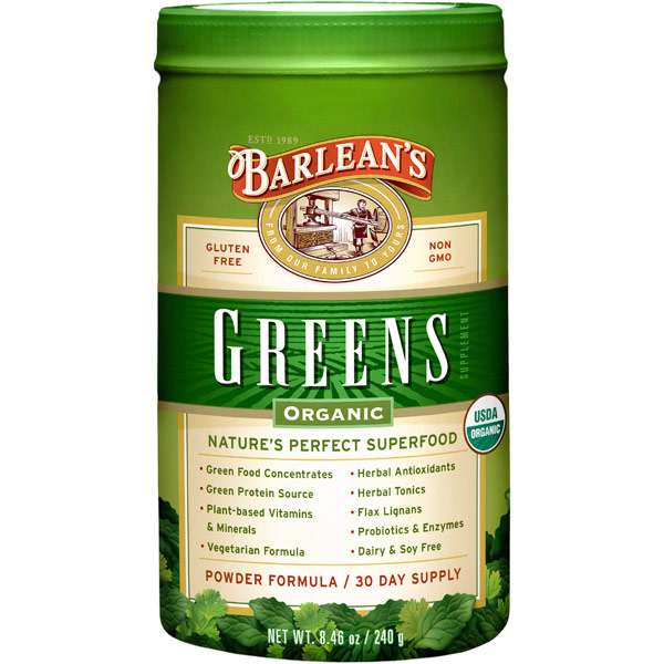 Organic Greens Powder (Green Food Concentrates), 8.46 oz, Barleans Organic Oils