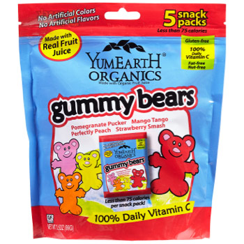 YummyEarth Gummy Bears Snack Packs, 3.5 oz x 12 Bags, YumEarth