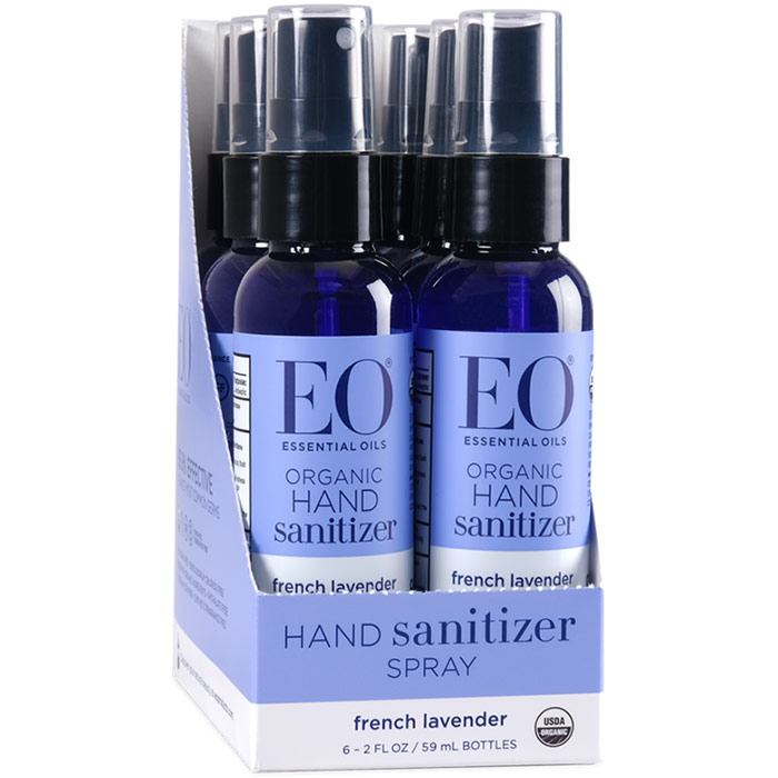 EO Products Organic Hand Sanitizer Spray, French Lavender, 2 oz x 6 Pack