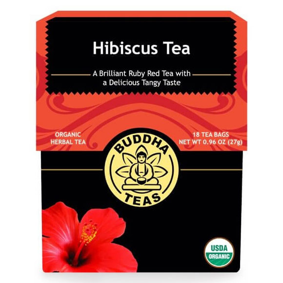 Organic Hibiscus Tea, 18 Tea Bags x 6 Box, Buddha Teas