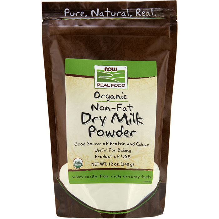 Non-Fat Dry Milk Powder, Organic, 12 oz, NOW Foods