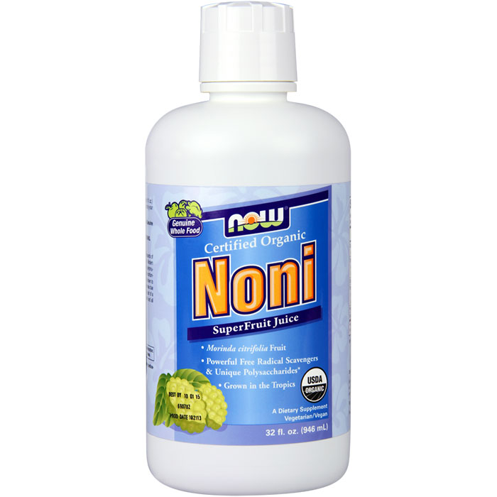 Organic Noni Juice, SuperFruit Liquid - Raspberry Flavor, 32 oz, NOW Foods