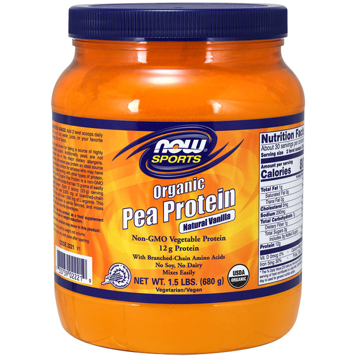 Organic Pea Protein Powder - Natural Vanilla, 1.5 lb, NOW Foods