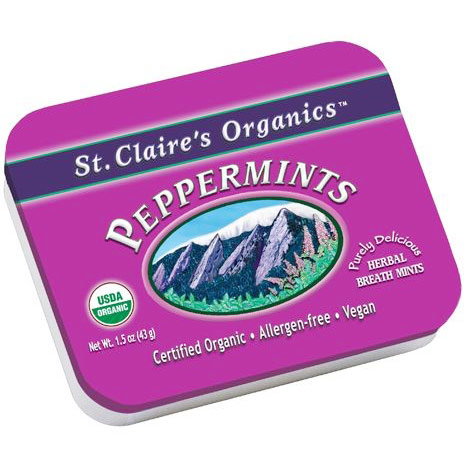 Organic Peppermints, Herbal Breath Mints, 1.5 oz x 6 pc, St. Claires Organics