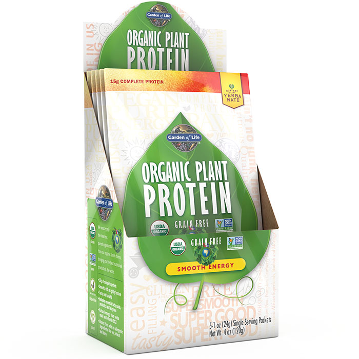 Organic Plant Protein Packet - Smooth Energy, 5 Packs, Garden of Life