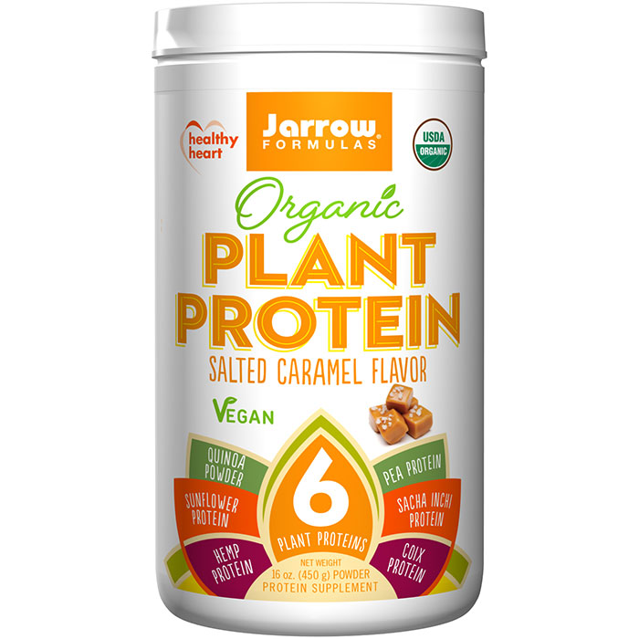 Organic Plant Protein Powder - Salted Caramel Flavor, 16 oz, Jarrow Formulas