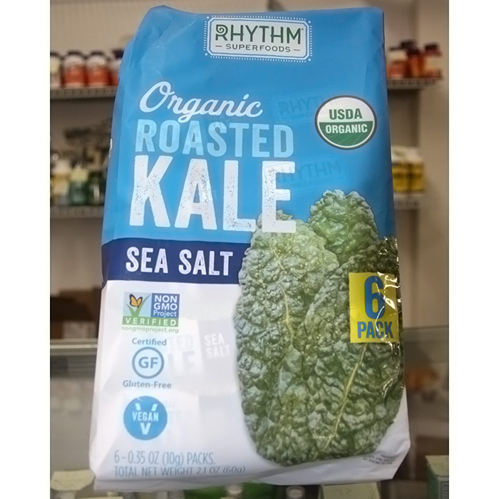 Organic Roasted Kale with Sea Salt, 0.35 oz x 6 Pack, Rhythm Superfoods