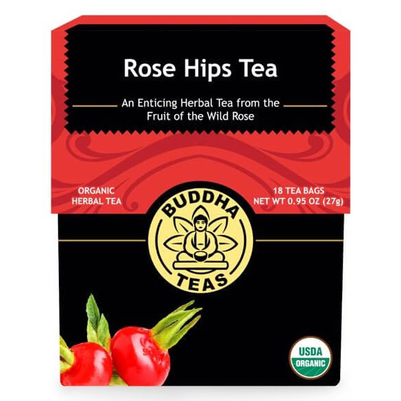 Organic Rose Hips Tea, 18 Tea Bags x 6 Box, Buddha Teas