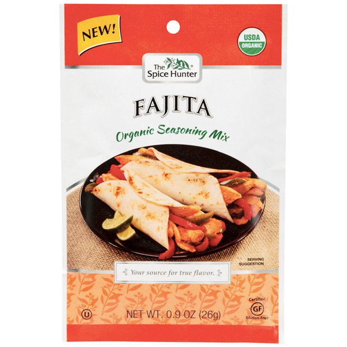 Fajita Organic Seasoning Mix, 0.9 oz x 6 Packets, Spice Hunter