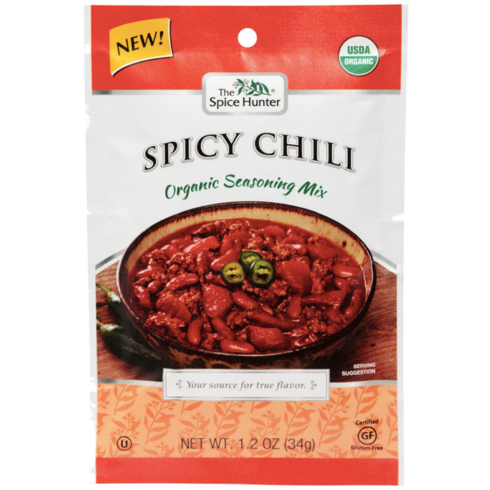 Spicy Chili Organic Seasoning Mix, 1.2 oz x 6 Packets, Spice Hunter