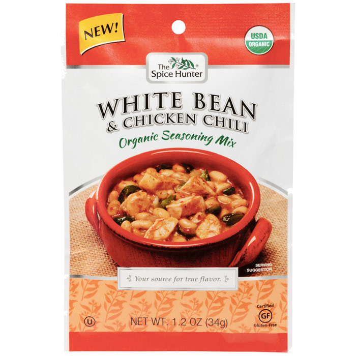 White Bean & Chicken Chili Organic Seasoning Mix, 1.2 oz x 6 Packets, Spice Hunter
