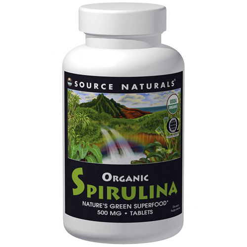 Organic Spirulina 500 mg, 200 Tablets, Source Naturals