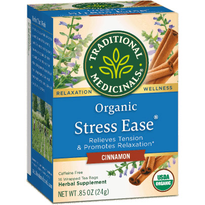 Organic Stress Ease Cinnamon Relaxation Tea, 16 Tea Bags, Traditional Medicinals Teas