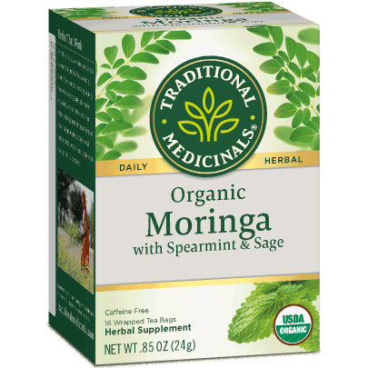 Organic Tea Moringa with Spearmint & Sage, 16 Tea Bags, Traditional Medicinals Teas