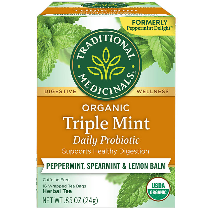 Organic Peppermint Delight Probiotic Tea, 16 Tea Bags, Traditional Medicinals Teas