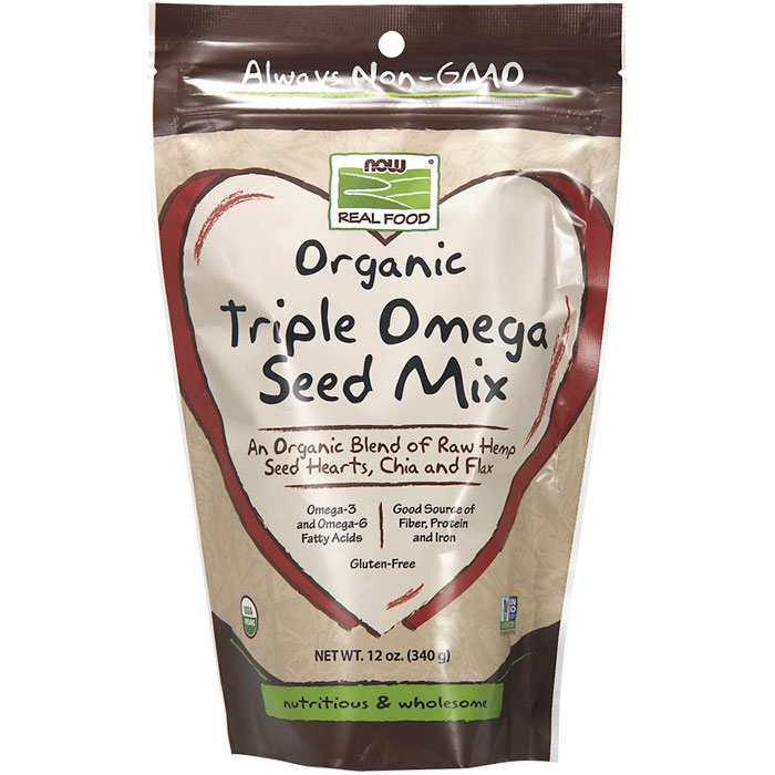 Organic Triple Omega Seed Mix, Nutritious Snack, 12 oz, NOW Foods