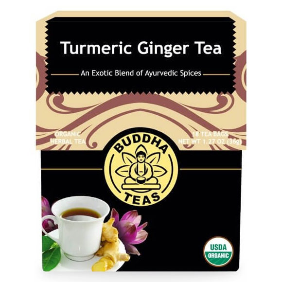 Organic Turmeric Ginger Tea, 18 Tea Bags, Buddha Teas