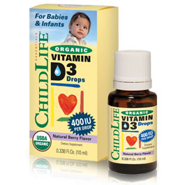 ChildLife Organic Vitamin D3 Drops For Babies & Infants, Natural Berry, 0.338 oz (10 ml)