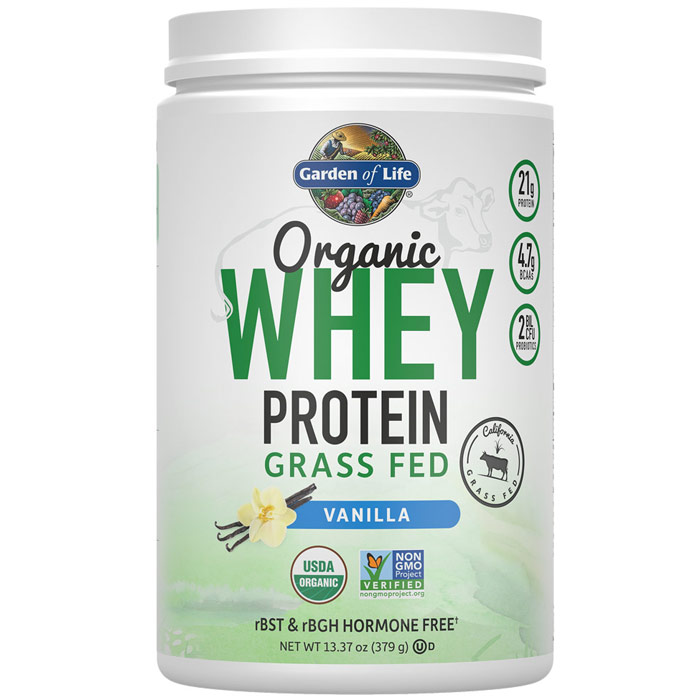 Organic Whey Protein Grass Fed, Vanilla, 13.37 oz (379 g), Garden of Life