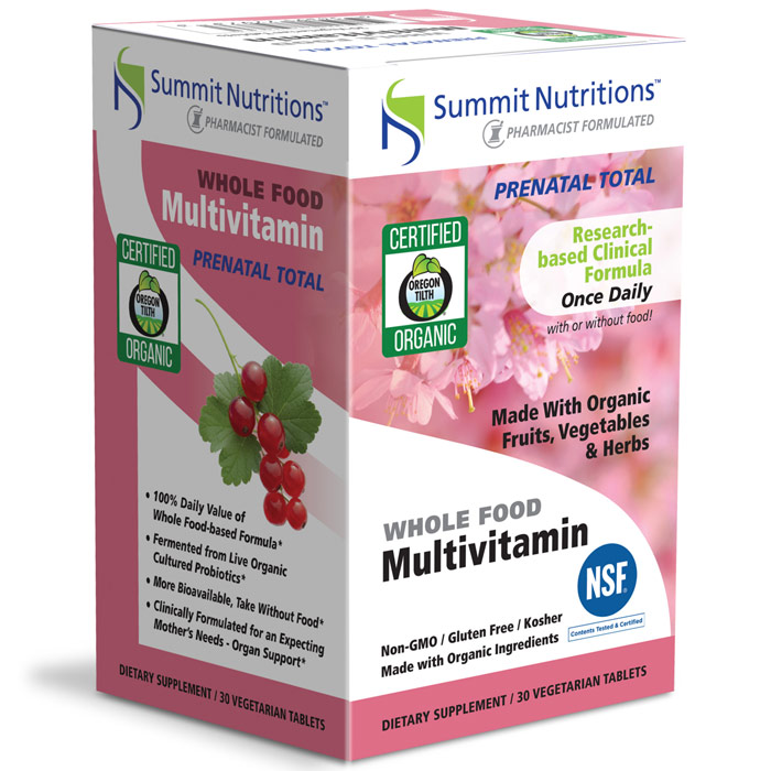 Organic Whole Food Prenatal Total Multivitamin, 30 Vegetarian Tablets, Summit Nutritions