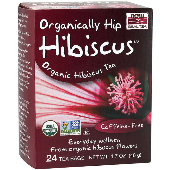 Organically Hip Hibiscus Tea, 24 Tea Bags, NOW Foods