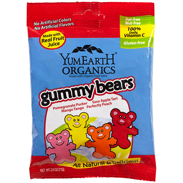 YummyEarth Gummy Bears Personal Size Bag, All Natural Snack, 2.5 oz x 12 Bags, YumEarth